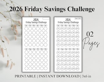 2026 Friday Savings Challenge,Mini Savings Tracker 3x6,Money Saving Challenge, Budget Planner Insert, Money Challenge,A6 3x6 savings tracker