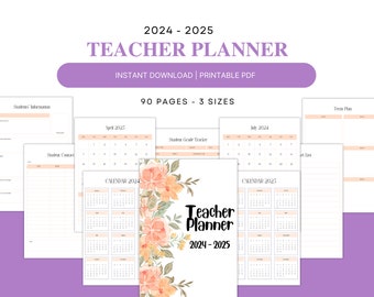 Teacher Planner Printable 2024-2025,Lesson Planner, School Planner, Homeschool Planner, Teacher Binder, Printable PDF