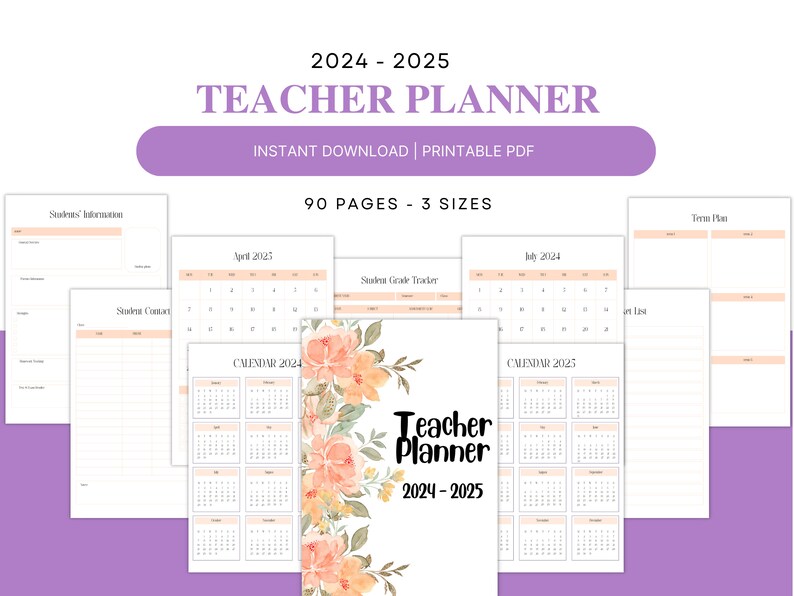Teacher Planner Printable 20242025,lesson Planner, School Planner