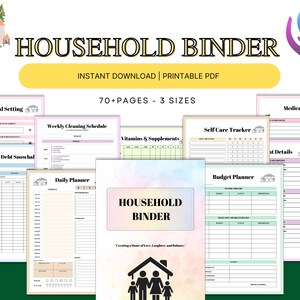 Household Binder, Household Planner, Home Management Binder, Life Organizer, Family Household Binder, Printable Home Organizer in 3 sizes