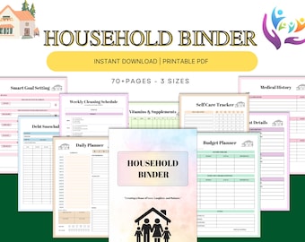 Household Binder, Household Planner, Home Management Binder, Life Organizer, Family Household Binder, Printable Home Organizer in 3 sizes