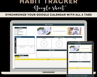 Google Sheet Habit Tracker  Daily Habit Planner Weekly Goal To Do List Template Digital Hyperlinked 6Tabs Routine Dashboard
