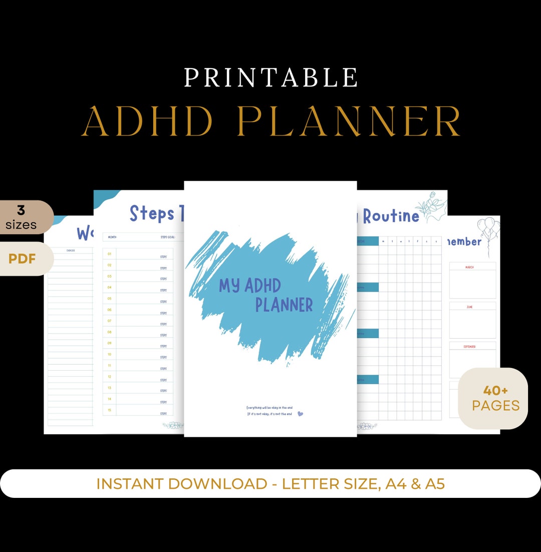 ADHD Planner Adult, ADHD Journal, Printable Adhd Planner, Adhd Digital ...