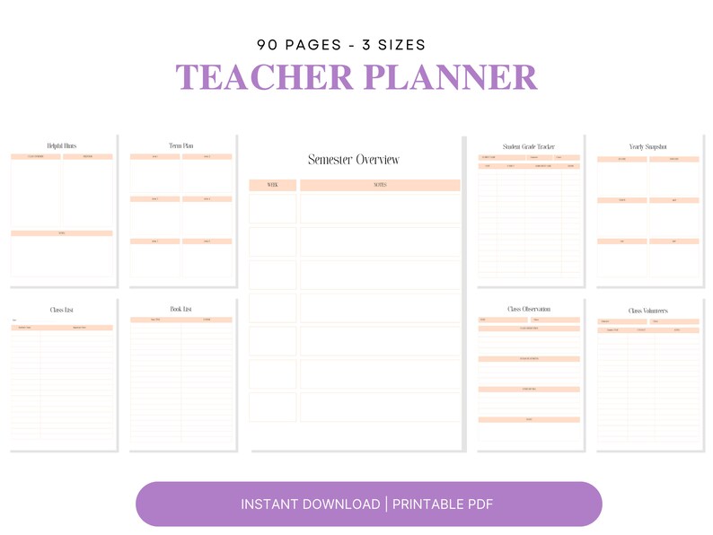 Teacher Planner Printable 20242025,lesson Planner, School Planner