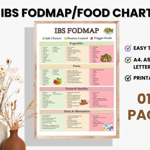 Fodmap IBS Food List and Low Fodmap Treats, Food Chart Nutrition Guide for IBS Meal Plan and Gut Health, Gluten Free Diet Meal Prep Grocery