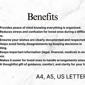 Funeral Planner | Final Wishes Binder | End of Life Planner | 40+ Printable Pages | A4 A5 US Letter | Last Will and Testament image 4