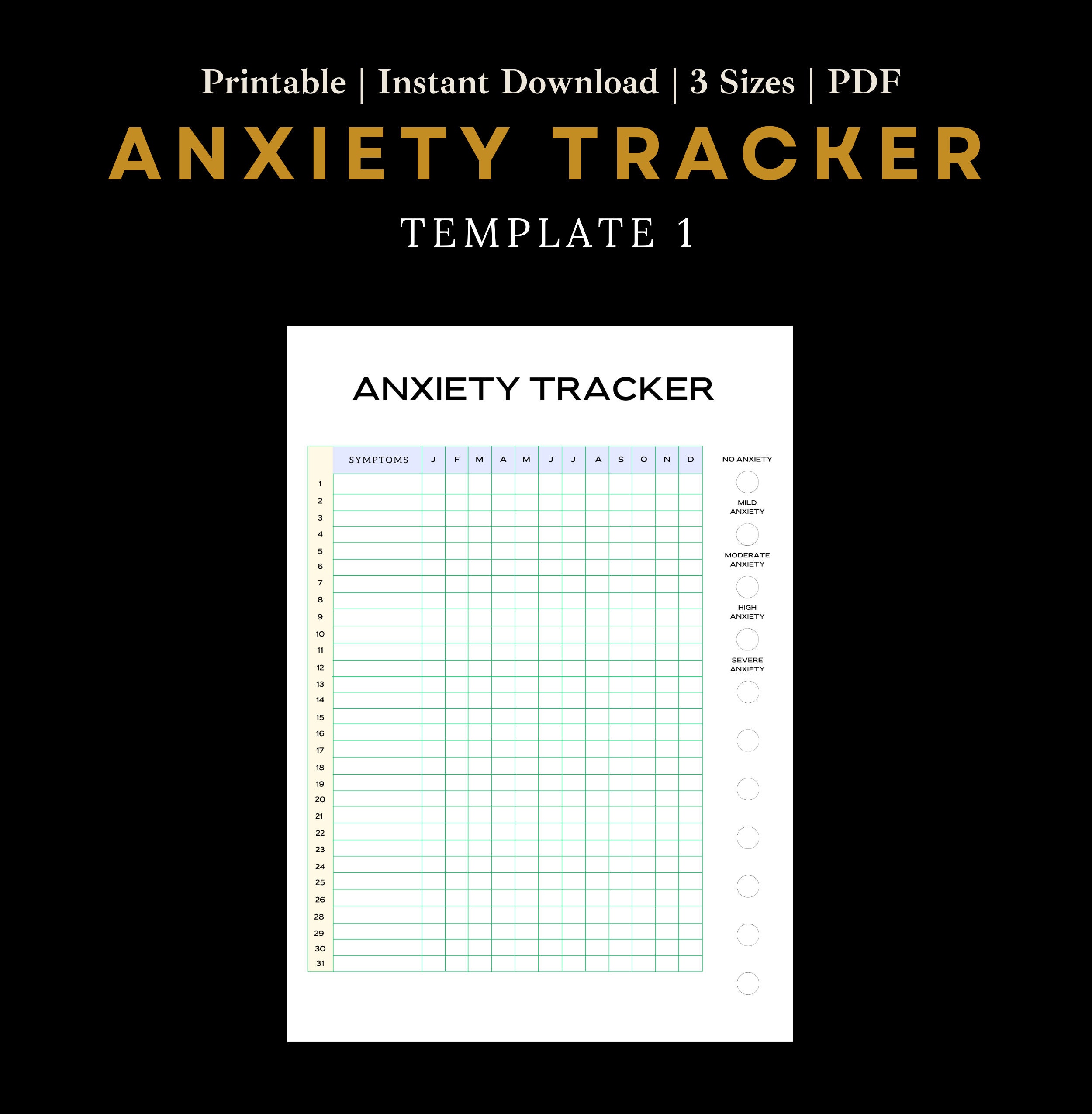 Anxiety Tracker Daily Mood Tracker Monthly Anxiety Journal Mental Anxiety Tracker Daily Mood Tracker Monthly Anxiety Journal Mental