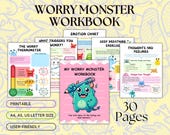 The Worry Monster: Anxiety Workbook for Kids, CBT Worksheets, Coping Skills, School Counseling, Therapy Tools, and Calming Corner Activities