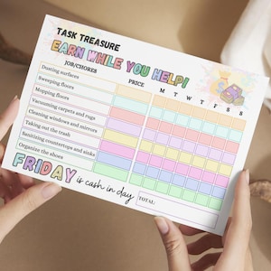 Allowance Chore Chart for Kids, Editable How To Earn Money Chore Chart, Printable Chore Chart for kid, Responsibility chart, Incentive Chart