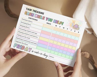 Tabella delle faccende domestiche per bambini, Tabella delle faccende domestiche modificabile su come guadagnare soldi, Tabella delle faccende domestiche stampabile per bambini, Tabella delle responsabilità, Tabella degli incentivi
