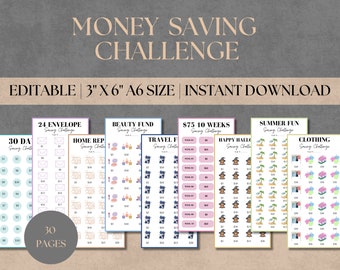 30 Income Savings Challenge Printable, A6 Money Challenge, Cash stuffing Tracker, Savings Tracker, budget tracker, Emergency Saving Goals