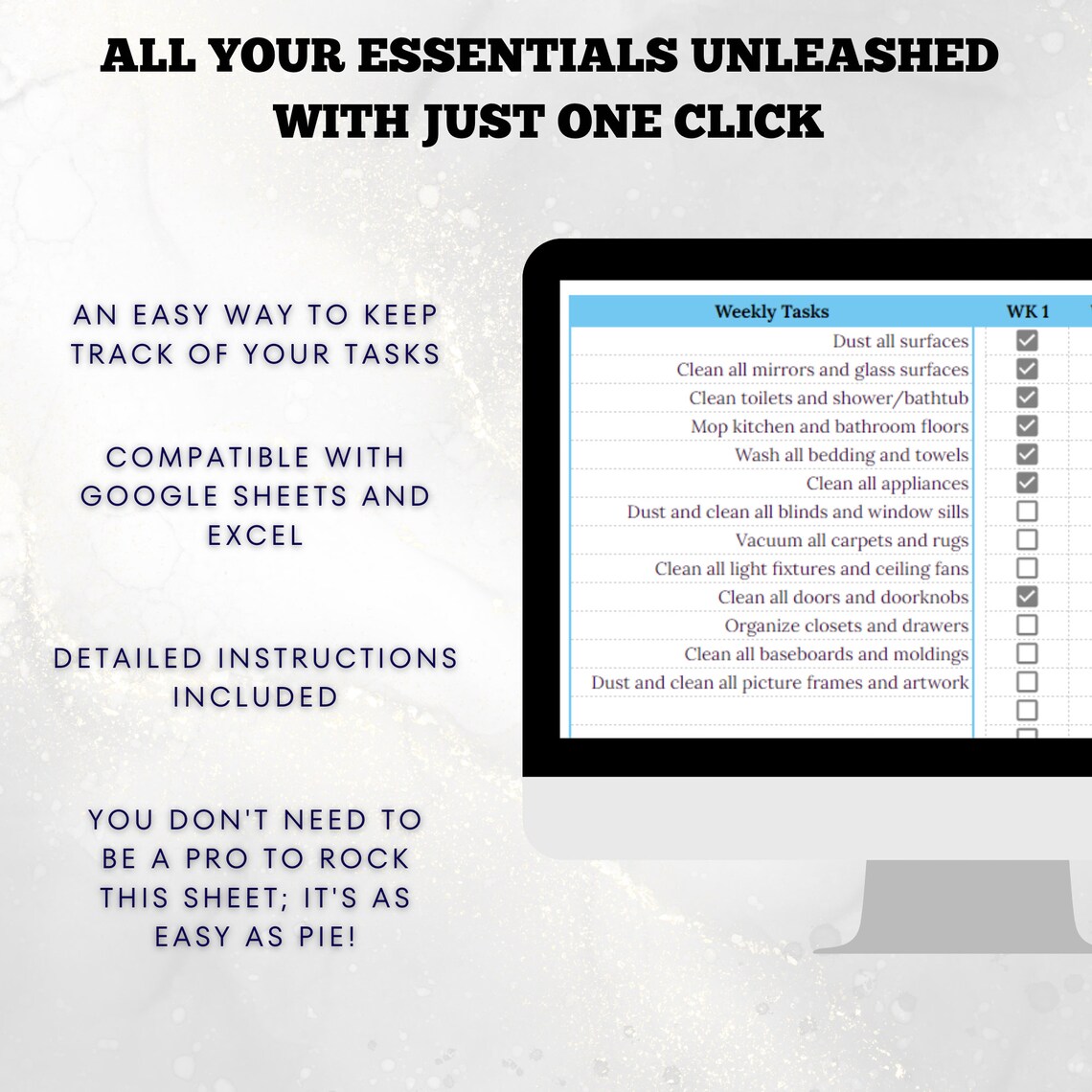 Cleaning Checklist Spreadsheet Template for Google Sheets, Cleaning ...