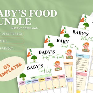 Babyvoedingtracker, voedingsdagboekbundel, led spenen baby, dagelijks voedingslogboek baby, afdrukbare voedingskaart, lijst baby eerste voedsel