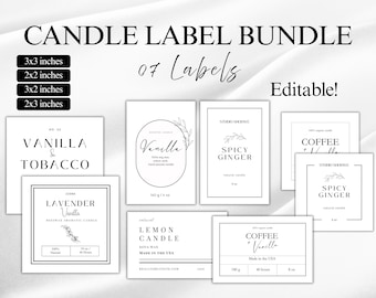 Editable Candle Label Bundle | Minimalist Candle Labels |Custom Candle Labels, DIY Candle Sticker, Small Business, Canva| Small Business