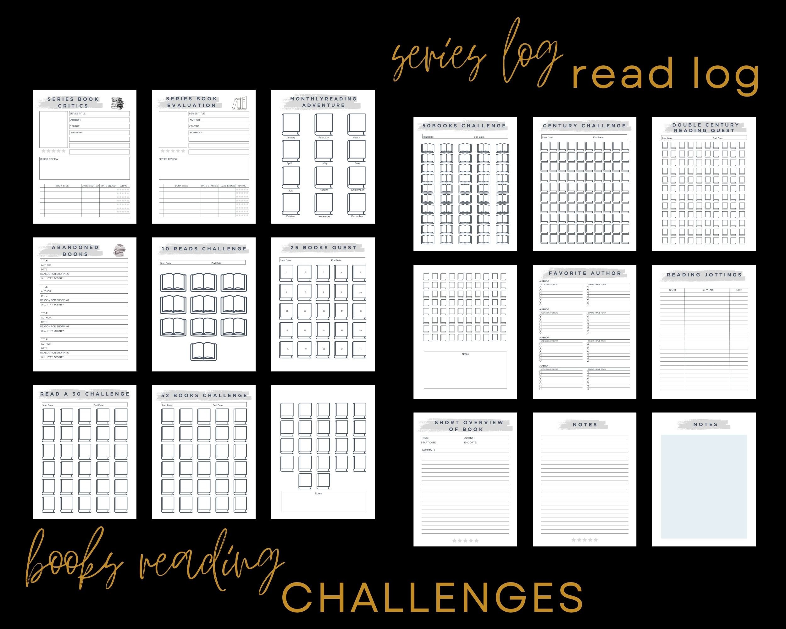 Printable Reading Journal Bundle, Book Review Tracker (PDF) - Etsy