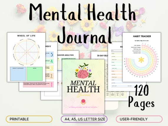 Mental health journal bundle printable,Digital Mentalhealth planner,Wellness workbook,Therapy worksheet,Anxiety management,Self care tracker