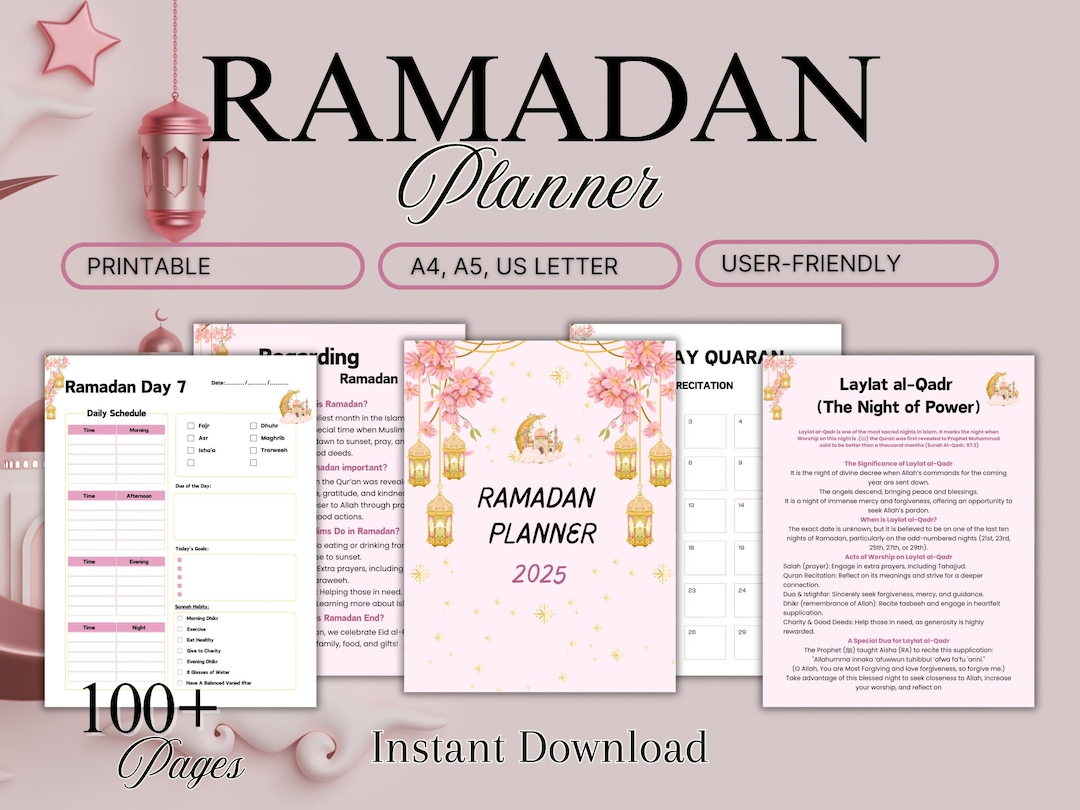 Ramadan Printable Planner, Prayer Log, Quran Tracker (digital Download ...