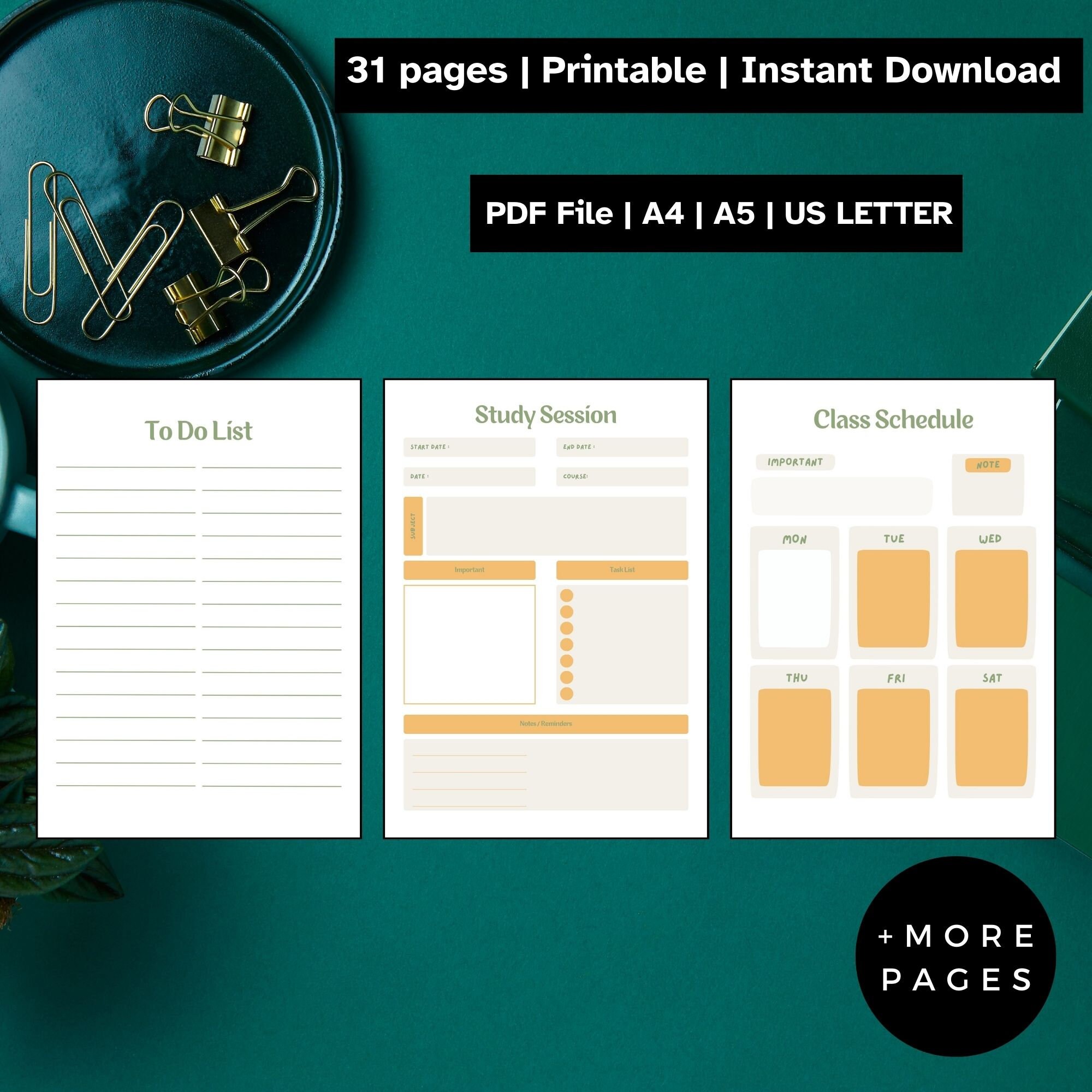 Printable Student Planner Bundle, Adhd Study Planner, Academic Planner ...