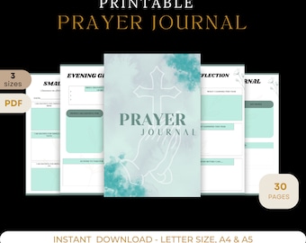 Prayer Journal | Bible Study | Gratitude Journal | Digital Planner | PDF | Daily Prayer Printable Planner | Prayer Cards |Devotional Planner