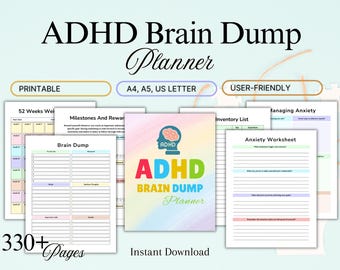 ADHD Brain Dump Template, Daily Planner, Productivity Organizer, Printable Priority Matrix, Thoughts Organizer, Work & Focus Planner