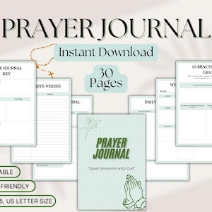 Diario de oración / Estudio bíblico / Diario de gratitud / Planificador imprimible en formato PDF / Tarjetas de oración diaria / Planificador devocional / Planificador de oración diaria