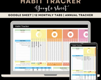 Habit Tracker Spreadsheet Google Sheet Excel Template Daily Weekly Monthly Habit Planner Goal Planner Goal Tracker Digital Daily To Do List
