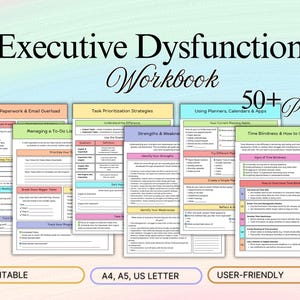 Executive Dysfunction Workbook | ADHD & Anxiety Planner | Organization and Productivity Guide | Mental Health and Focus Journal