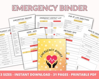 Emergency Binder Planner Printable, Life Binder, What If Binder, Just In Case of Emergency Planner,Medical Binder Life Planner, PDF