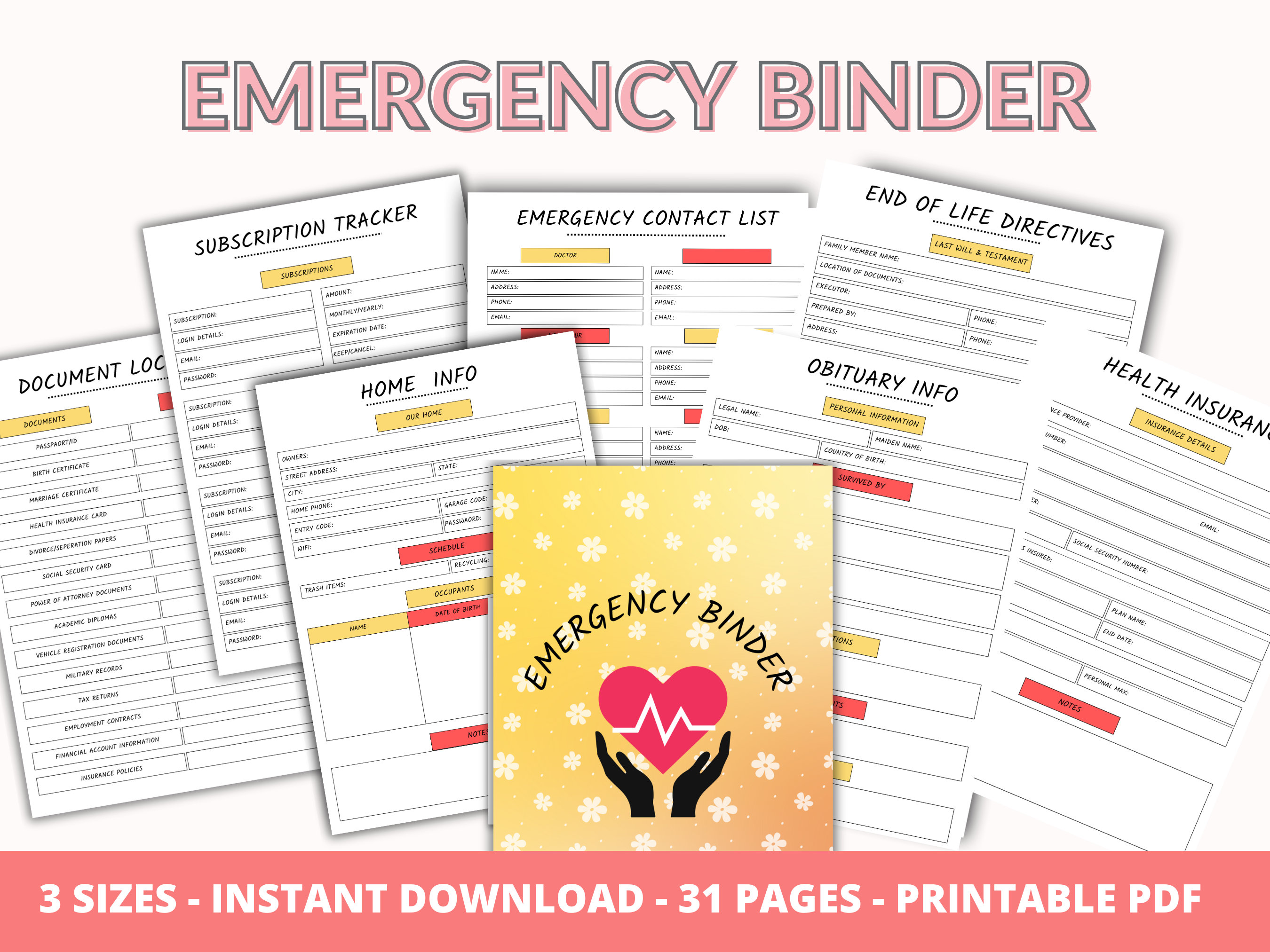 Emergency Binder Planner Printable, Life Binder, What If Binder, Just ...