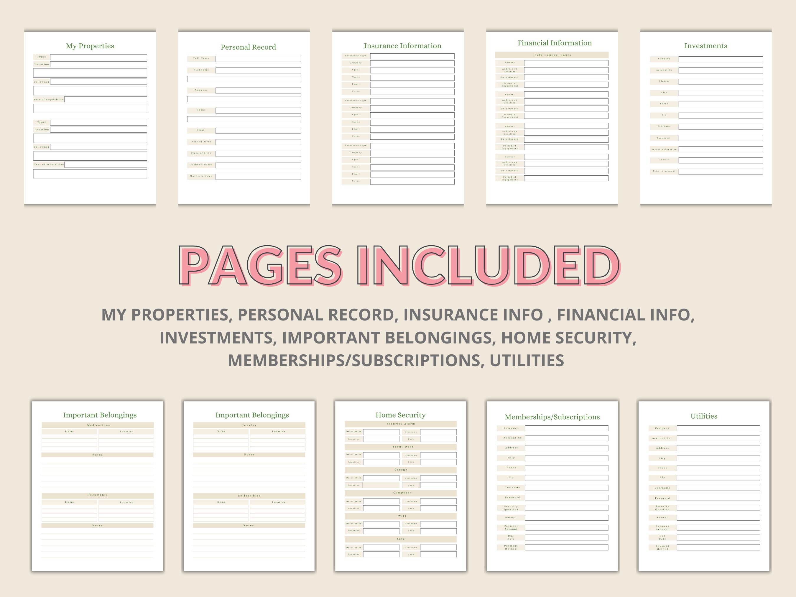 End of Life Planner Printable | Just in Case of Emergency Binder | Last ...