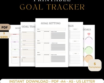 Printable Goal Planner, Goal Setting, Monthly Goals, Productivity Planner, Life Planner, Vision Planner Printable Tracker, Bullet Journal