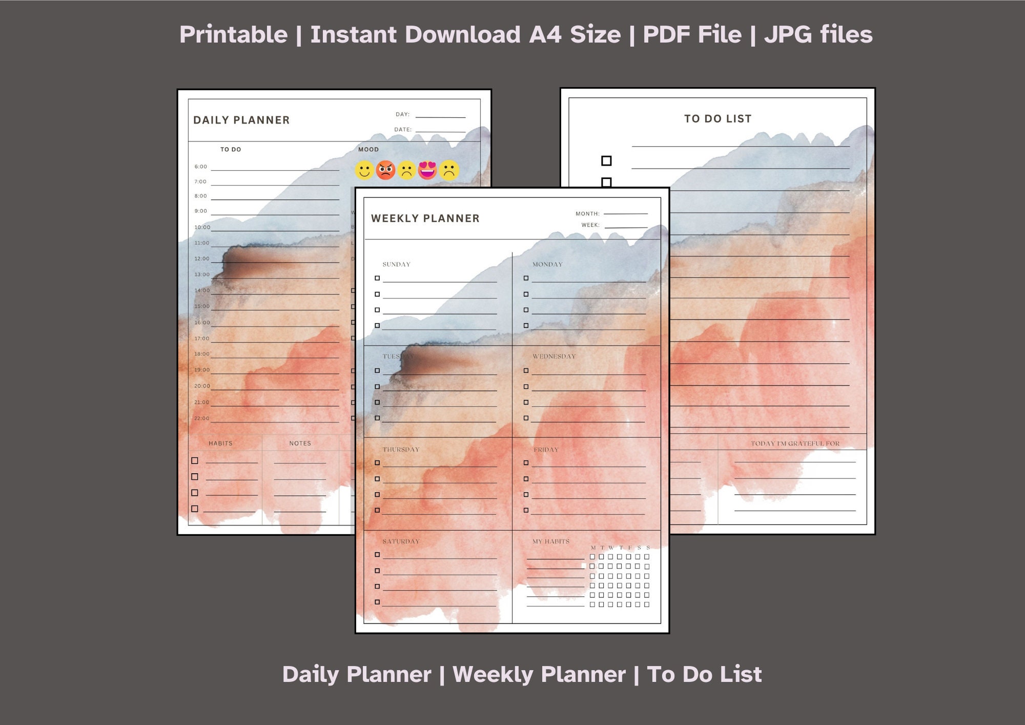Daily Weekly Planner Printable| to Do List| Planner Bundle | Weekly ...