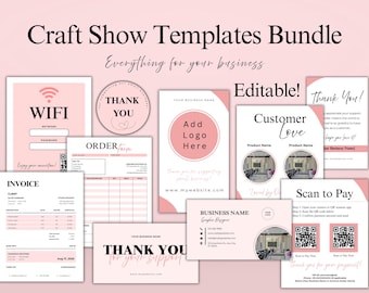 Craft Show Templates Bundle , Editable Small Business Sign Bundle, Vendor Signage, Invoice, Order Form , Price List & scan To Pay Template,