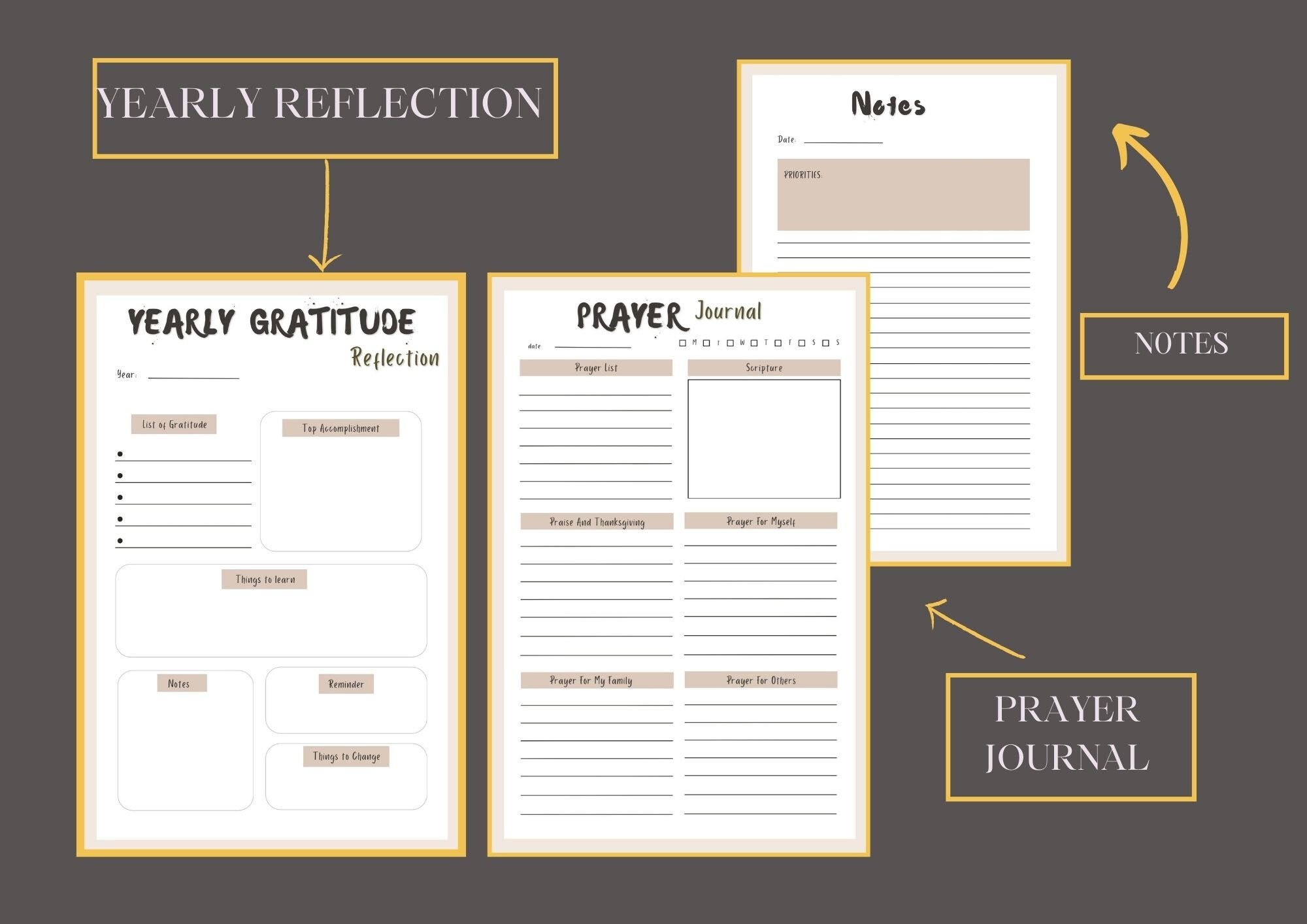 Prayer Journal Bible Study Gratitude Journal Digital Planner PDF Daily ...