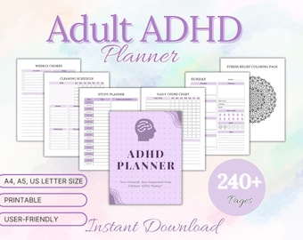 Adhd Planner Adult, Adhd Planner Printable, ADHD Productivity Planner, adhd digital download, adhd daily planner, adhd life planner PDF