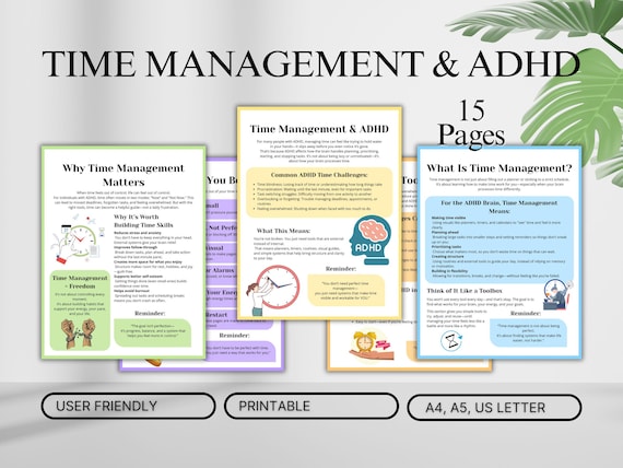 ADHD Time Management Worksheets | Printable Time Blocking Planner | Therapy & Counselling Resource | A4, A5, US Letter PDF