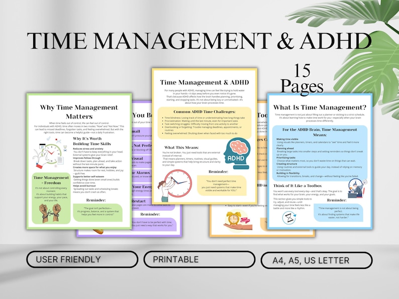 Printable ADHD time management worksheets PDF download
