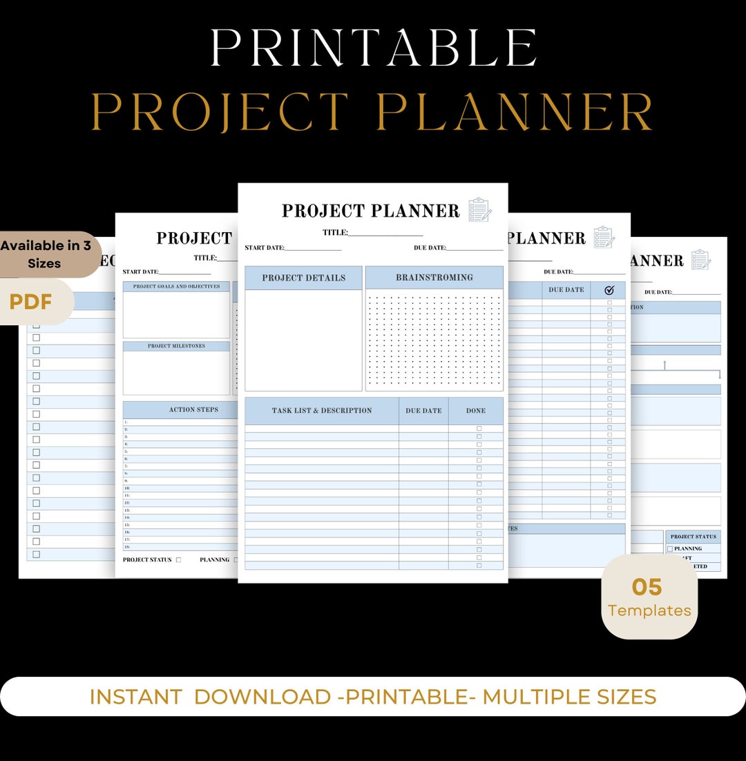 Project Chapter Planner Printable Project Planner, Project Tracker, Productivity Planner Pages ...