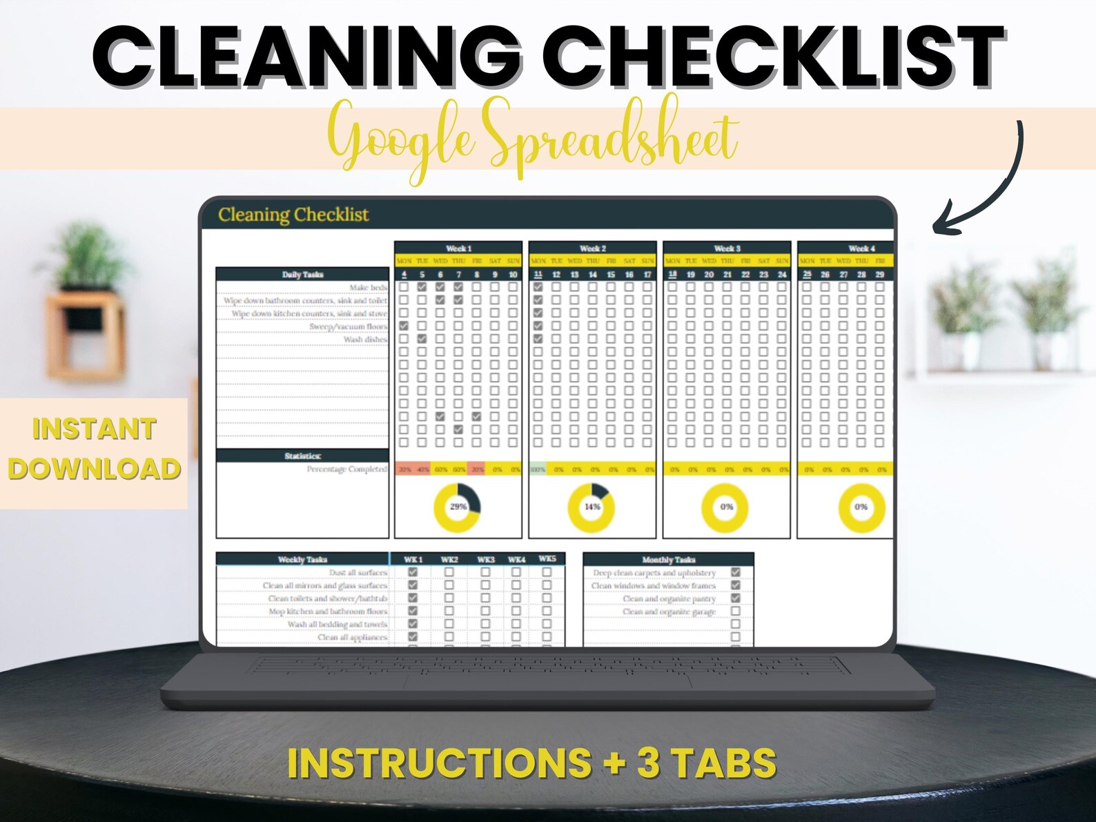 Cleaning Checklist Spreadsheet Template for Google Sheets, Cleaning ...