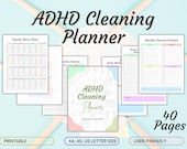 Printable ADHD Cleaning Planner, Family  Household Cleaning Schedule, Printable Cleaning Checklist Bundle, Deep Cleaning Cards, PDF, 3 sizes