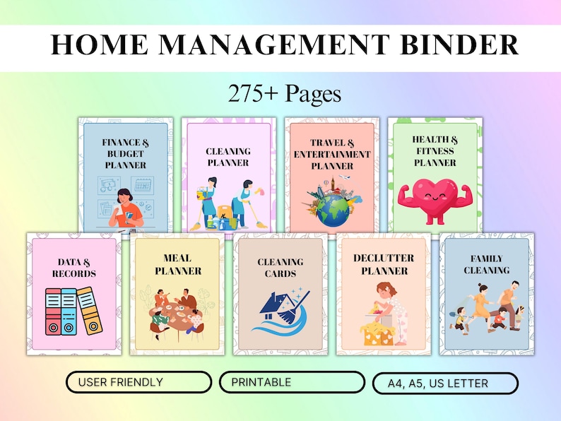 Home Management Binder Printable | 275+ Page Household Organizer ...