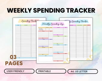 Weekly Spending Tracker Printable | Budget Planner Pages | Expense Tracker PDF | Money Management Worksheet | A4 & US Letter