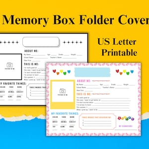 Geheugenbox mapcover | Herinneringsdagboek voor kinderen | Jeugdherinneringboek pdf | US Letter-formaat