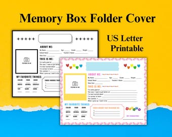 Memory Box Folder Cover | Kids Keepsake Journal | Childhood Memory Book PDF | US Letter Size