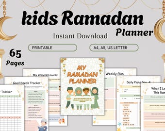 Ramadan Planner for Kids, Digital Islamic Activity Book and Journal, Daily Muslim Organizer with Quran Tracker & Ramadan Schedule