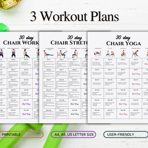 30 Day Chair Workout Bundle Printable, Chair Yoga Guide, Full Body ...