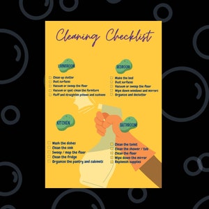 Editable Weekly Cleaning Checklist, Cleaning Schedule , Cleaning To Do List • House Cleaning Printable, Cleaning Planner Checklist
