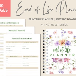 End Of Life Planner Printable | Just In Case Of Emergency Binder | Last Wishes Planner  | When I Die Printable Planner | In Case I Die