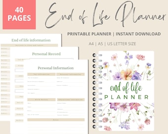 End Of Life Planner Printable | Just In Case Of Emergency Binder | Last Wishes Planner  | When I Die Printable Planner | In Case I Die