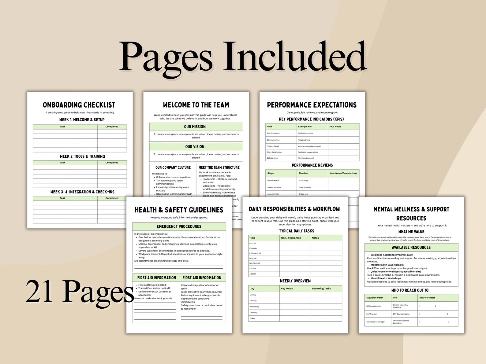Employee Training Manual Printable | Onboarding Template for New Hires ...